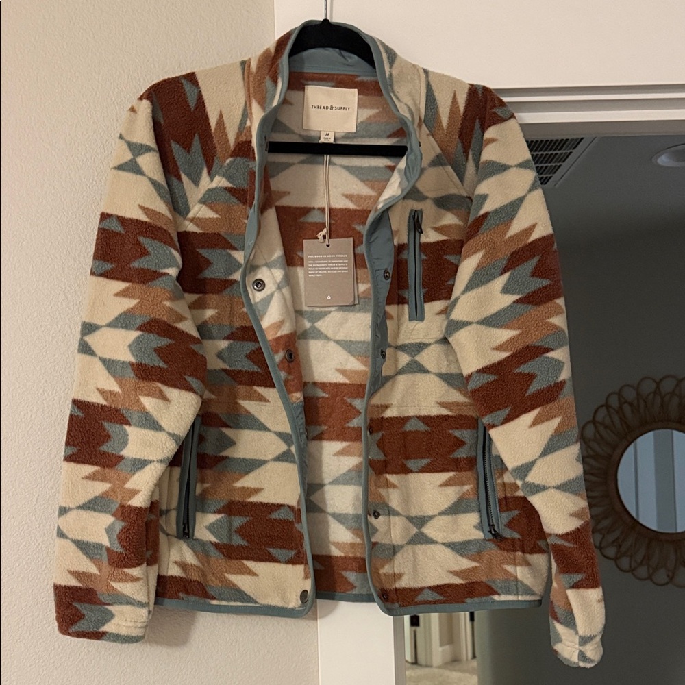 NWT Thread & Supply Geometric Pattern Teddy Jacket, women’s medium